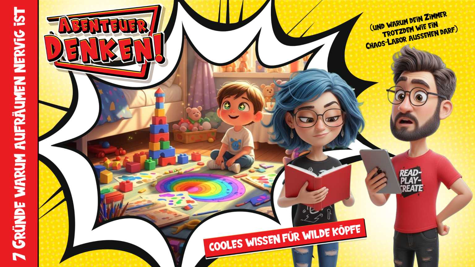 Lies Mal-Kinder-7 Gründe warum aufräumen nervig ist (und warum dein Zimmer trotzdem wie ein Chaos-Labor aussehen darf) (Thumbnail)